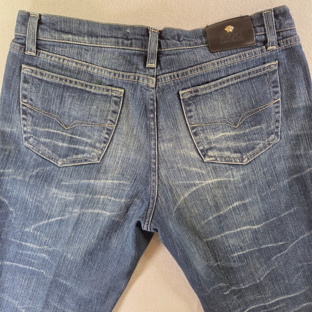 Versace Jeans Couture Mens 33x30 Blue Whiskered Straight Leg Denim Made in Italy - Picture 7 of 9